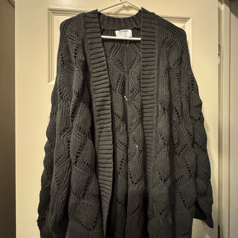 Old Navy Dark Gray Open-Front Cable Cardigan